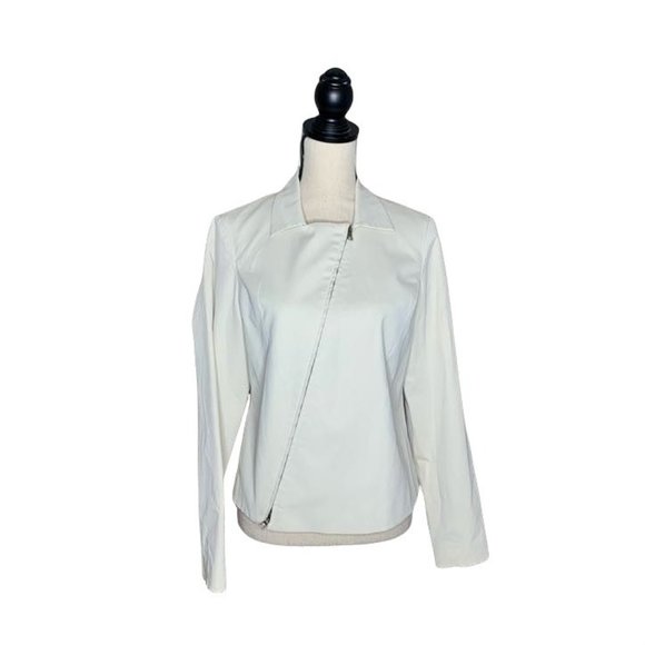 Halogen Ivory Asymmetrical Zip Long Sleeve Jacket Women's Size Medium M - Picture 1 of 8